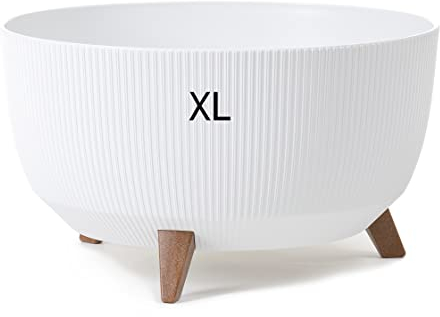 MELTOM Blumentopf Schale mit Füßen Einsatz Kräutertopf Übertopf Pflanzschale Eco Recycled (Weiß, XL - 47 cm)