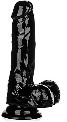 Consolador realista de 23.1 cm con ventosa fuerte y realista, consolador de gelatina de cristal, XL negro