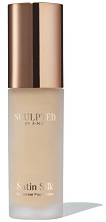Satin Silk Longwear Foundation from Sculpted by Aimee (Medium 4.0) - Lightweight, Hydrating & Buildable High Coverage, Sweat-Resistant Foundation