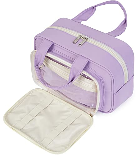 Narwey Full Size Toiletry Bag Large Wash Bag Makeup Bag Travel Organizer Cosmetic Bag for Women (Purple)