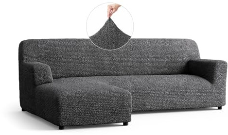 PAULATO - Bezug für Sofas mit linker Halbinsel (gesehen von vorne), Bezug für Ecksofa aus Mikrofaser, Kratzfest, maschinenwaschbar, Made in Italy, Anthrazit