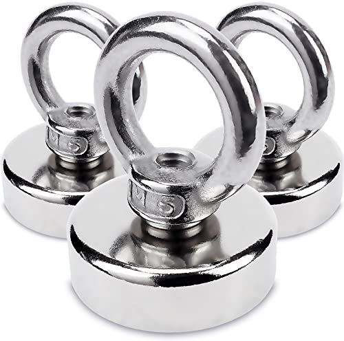 Sensei 3 pezzi Magnete ad anello al neodimio Ø25 x H32 mm, magnete extra forte con struttura in acciaio, capacità di carico 20 kg, magnete con occhiello
