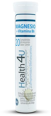 H4U Magnesio + Vitamina B6 20 comprimidos efervescentes sabor limón - Suplemento para Reducción Cansancio y Fatiga