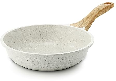 SENSARTE Nonstick Ceramic Frying Pan Skillet, 8-Inch Omelet Pan, Healthy Non Toxic Chef Pan, Induction Compatible Egg Pan with Heat Resistant Handle, PFAS-Free, White