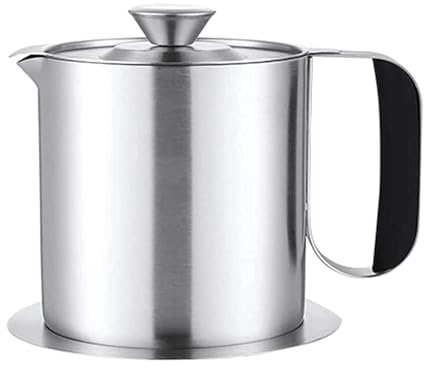 OXOAMP Ölflaschen Großes Fettsieb, Edelstahl-Öl-Fett-Abscheider, Öl-Suppen-Siebschüssel mit Griff, Fettöler-Filtertopf Flasche(1L)