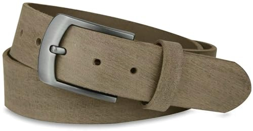 Frentree Ledergürtel aus echtem Büffelleder, MADE IN GERMANY, Gürtel für Damen und Herren, 3,8 cm breit, Grau