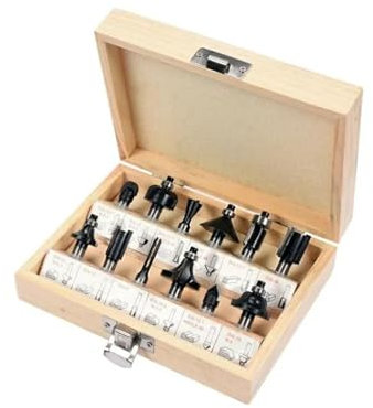 La zappa Set da 12 pezzi di punte a fresa indicate per uso con fresatrici verticali in cassetta di legno