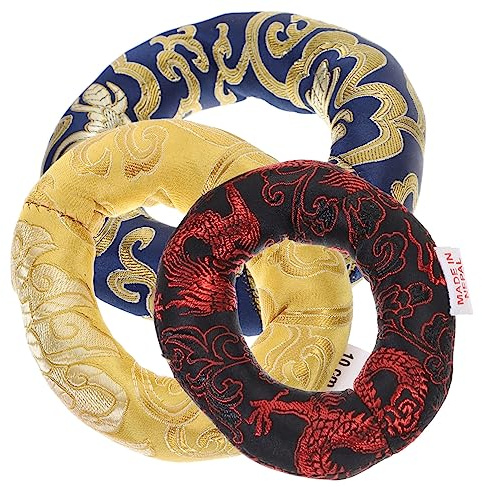 ibasenice 3st Buddha Sound Bowl Bottom Pad Klangschalen Meditationsschalenkissen Kissenhalter Schüssel Rund Unterlage Klangschale Seidenmatt Stimmgabel Klanghölzer Pauke Pad Für Ring Zubehör