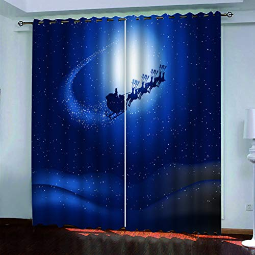 Blickdichte Vorhänge Mit Motiv 3D Blauer Stern Weihnachtswagon Kinder Gardinen Blickdicht Ösen Gardine Thermo 264x214 Cm Schlafzimmer Kinderzimmer Vorhänge Dekoratives Muster, Verdunklungsvorhänge