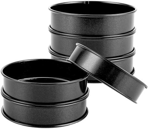 6 anillos para tortitas, diámetro de 10 cm, forma de crumpet, antiadherente, molde para tortitas, moldes para tartas, moldes para huevos fritos, panqueques, crumpets