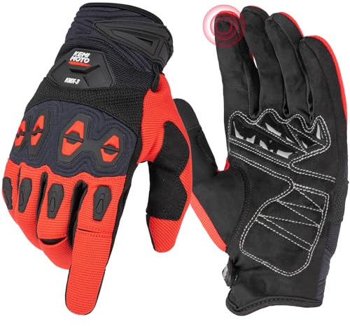 KEMIMOTO Dirt Bike Gloves for Men, Touchscreen with Silicone Protective for Outdoor Sports On-Road Off-Road Motorcycle Gloves Motorcross Motorbike Mountain Bicycle Racing ATV UTV