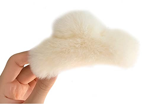 Große Haarklammer aus Plüsch, Haarklammer, rutschfest, modisches Accessoire für Damen, Schmuck, Geschenk, große Haarkrallen, Haarklammern für dickes Haar, Haarklammern für dünnes Haar, klein, beige