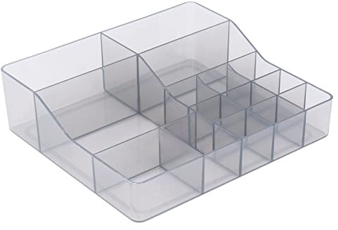 Tyenaza 2pcs Makeup Palette Organizer, 15 Compartment Vanity Makeup Organizer Smoothly Corners Small Cosmetic Organizer for Brushes Eyeshadow Palettes