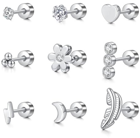 LAURITAMI 20G Helix Piercing Edelstahl 6mm Kleine Ohrstecker Ohr Tragus Knorpel Ohrring Ohrpiercing Silber Gold