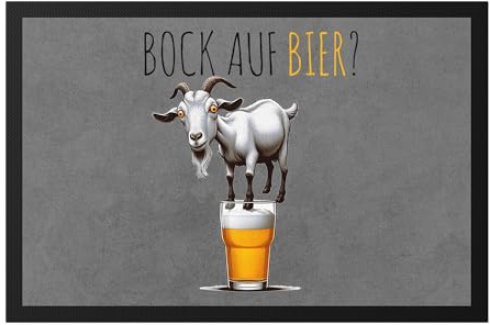 Hey!Print Bock auf Bier Verrückter Ziegenbock Fußmatte - Lustiges Bier Geschenk