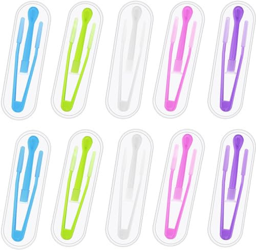 10 Pack Colorful Contact Lens Remover and Inserter Tool Case Set,Portable Contact Tweezers with Soft Tip,Contact Applicator for Soft Hard Contact Lense