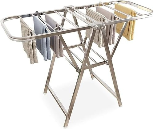 ZJGFCB Stendibiancheria per Carichi Pesanti, Stendibiancheria Pieghevole con Ali, Stendibiancheria in Acciaio Inossidabile, Stendibiancheria Multifunzionale Ad Aria, Spazio per Asciugare