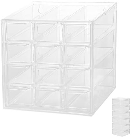 Stapelbarer Schubladenbox - Bastelbox Aufbewahrung mit 12 Schubladen - Desktop Schublade Organizer - Aufbewahrungsbox Plastik Schubladen für Zubehör,Büro,Näh,Bastelbedarf,Kosmetik,Schmuck,Schreibwaren