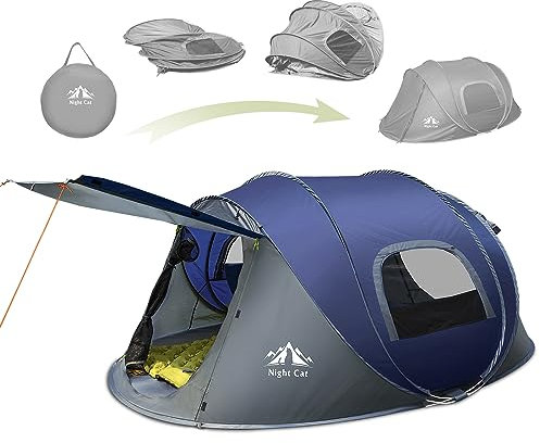 Night Cat 2 Mann Wurfzelt Wasserdicht: Zelt 2 Personen Leichter Aufbau für Outdoor Camping