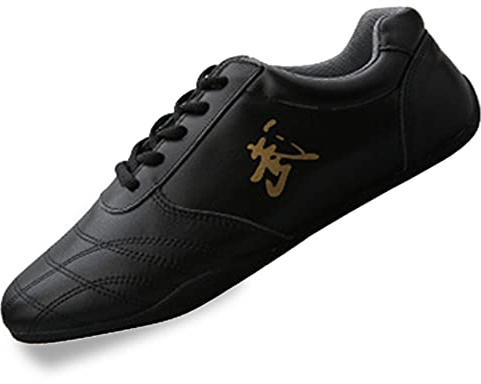 Scarpe Per Arti Marziali Scarpe Da Donna In Pelle Kung Fu Tai Chi Per Donna Uomo Scarpe Da Ginnastica Cinesi Wu Shu Karate Taekwondo Sneakers Boxe Tai Ji Kong Fu Scarpe Sportive(Size:37EU,Color:Black)