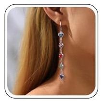 Inateannal Colorati Orecchini Di Cristallo Cuore Dangle Lunga Catena Strass Orecchini Nappa Argento Huggie Cerchio Borchie Arcobaleno Cuore Orecchino Gioielli Per Le Donne