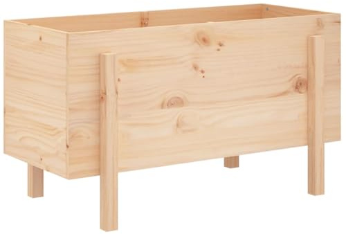 Makastle Jardinière surélevée en Bois - Design rainuré - Rectangulaire - sur Pied - pour Jardin, terrasse, Balcon - 101 x 50 x 57 cm - en pin Massif