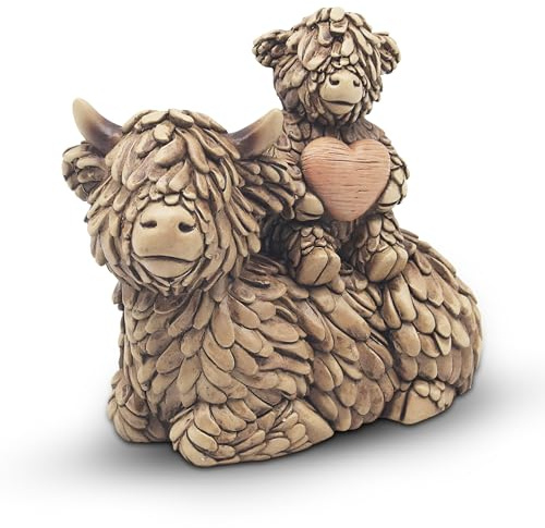 Lesser & Pavey Hughie Hochlandkuh Dekofiguren und Ornamente für Wohnzimmer und Büro, Deko-Accessoires, Statuen für drinnen und draußen, schönes Geschenk für Damen und Herren, 1 Paar