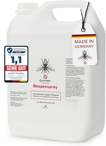 BIODELTA Wespenspray 5 l - Wespenabwehr gegen Wespen | Mit Sofortwirkung gegen Wespen - fleckenfrei auf Wasserbasis - für Terrasse, Balkon und Garten