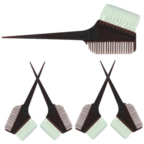 ULTECHNOVO 5Pcs Hair Coloring Comb Plastic Hair Dye Bowl Brush and Comb Tools Professional Salon Barber Use Coffee Color