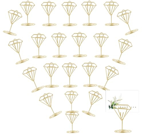 30 Stück Kartenständer, Fotohalter, Fotohalter Mit Klammern, Postkartenhalter, Mit Grußkarten, Rautenform, Dekoration, Geeignet Für Weihnachten, Partys, Festivals, Hochzeiten, Restaurants (Golden)