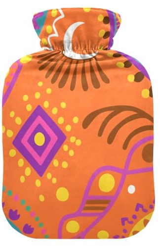 Borsa dell'acqua calda bohémien con fiori colorati con copertura morbida, 1 litro di impacco caldo per mani e piedi