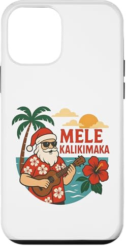 Mele Kalikimaka - Ukulele natalizio hawaiano con Babbo Natale retrò Custodia per iPhone 12 mini