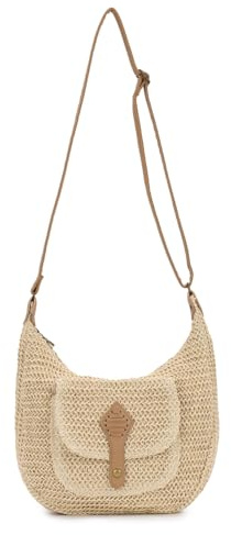EVEOUT Stroh Umhängetasche Damen Sommer Leicht Kunst-Raffia Geflochten Schultertasche Lässige Boho Strohtasche für Strand Urlaub Alltag