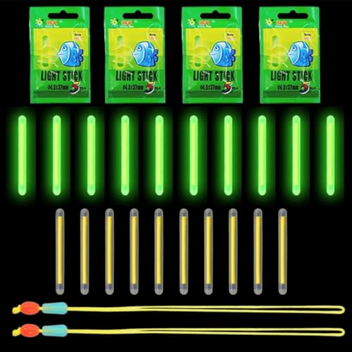 Luxorium 20 Stück Knicklichter Angeln Leuchtstäbe für Angelrute und Posen Zubehör Set zum Nachtangeln Helle Glow Sticks für Fischer