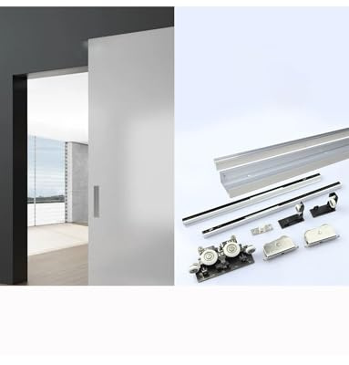 Sliding Door Track kit, Hidden trackless Sliding Door Track Set, Aluminum Alloy Sliding Door Track, Suitable for Bathroom/Cabinet(59in)