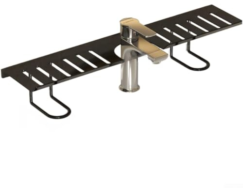 Étagère de salle de bain en aluminium sans perçage au-dessus du robinet, large organisateur d'évier en forme de U pour rangement de comptoir, étagère en métal antirouille avec design ventilé pour