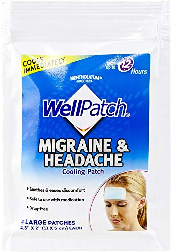 WellPatch Cooling Headache Pads, Migraine, 4 Large Patches- 4.3 x 2 Inch (Pack of 6)