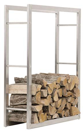 CLP Scaffale Legnaia Keri in Robusto Acciaio Inox per Camino I Portalegna da Interno per Caminetto I Supporto Legnaia Design Soggiorno, Dimensione:25x80x100 cm