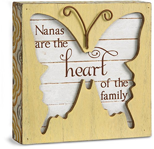 Pavilion Gift Company Simple Spirits 41090 Nanas are The Heart of The Family Butterfly Plaque, 4-1/2, White