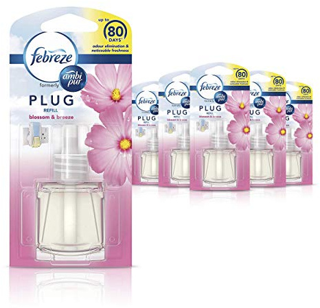 Febreze Ambi Pur Air Freshener Plug-in Diffuser Refill, Odour Eliminator, Blossom & Breeze, 120 ml (20 x 6)