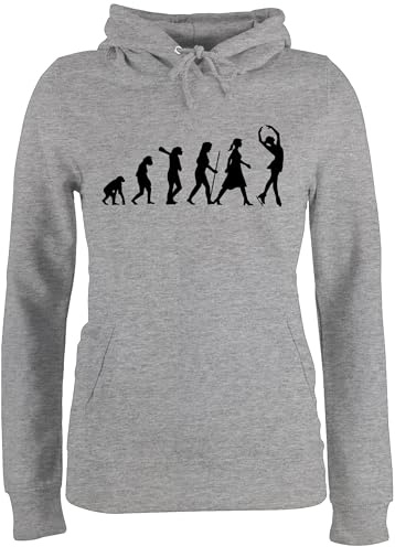 Shirtracer Pullover Damen Hoodie Frauen - Entwicklung und Outfit - Eisläuferin Evolution - XS - Grau meliert - ski Skifahren Eiskunstlauf Pulli für Wintersport