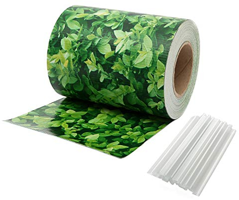 NAIMORUI PVC Sichtschutzfolie Sichtschutzstreifen Garten Sichtschutz Zaun Inkl. 20 x Befestigungsclips 450g/m² - Doppelstabmatten für Gartenzaun - (19cm*35m Buchsbaum)