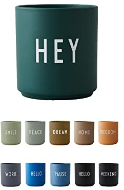 Design Letters Lieblingsbecher HEY | Porzellan Kaffeetasse | Kaffeebecher Dekorativer | Geschenke für Frauen, Geschenke für Männer | Tasse mit Spruch | Lieblingsmensch Geschenk | Teetasse, 250 Ml