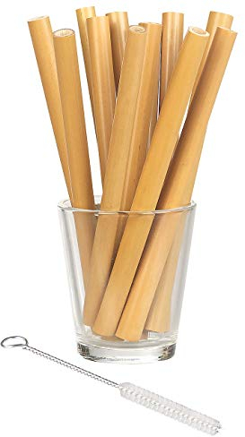 Rosenstein & Söhne 12 pailles en Bambou 13cm réutilisables avec Brosse de Nettoyage
