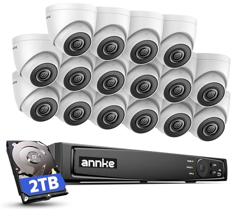 ANNKE 5MP PoE Überwachungskamera Set System mit Audioaufnehmen,16CH 4K H.265 NVR und 2TB HDD Video Überwachungssystem mit 16 x 5MP PoE Kamera Set für Haus, Innen, Außen Sicherheitssystem