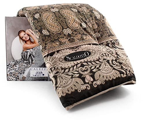 Caleffi - Scaldotto, Plaid Divano in Cotone, Coperta LUX colore antracite 130x170cm imbottitura in fibra anallergica - Coperte per adulti e bambini