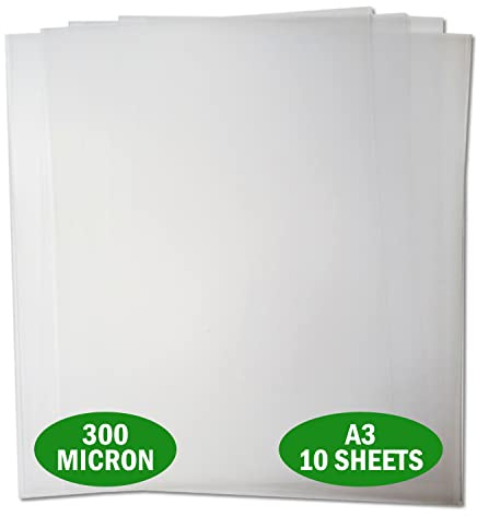 Essential Arts Lot de 10 feuilles A3 en acétate givré 300 microns - Couverture de reliure en polypropylène extra épaisse et recyclable pour travaux manuels, pochoirs et cadeaux (297 x 420 mm)