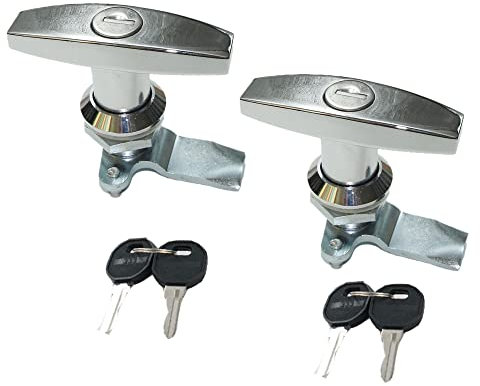 Lot de 2 Verrous de Poignée en T à Clés Identiques, Accessoires pour Camping Car, Garage, Tiroir, Panneau Électrique, Loquets de Porte de Camping-Car