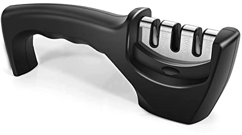 JANREAY Afilador de cuchillos de cocina manual de calidad de 3 niveles, accesorios para afilar y reparar