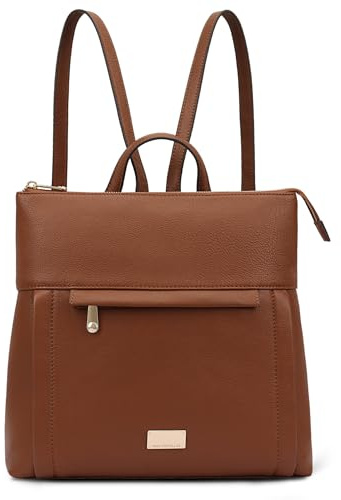 Paul Costelloe Genuine Leather Backpack for Women with Adjustable Shoulder Straps, Otava (Tan)